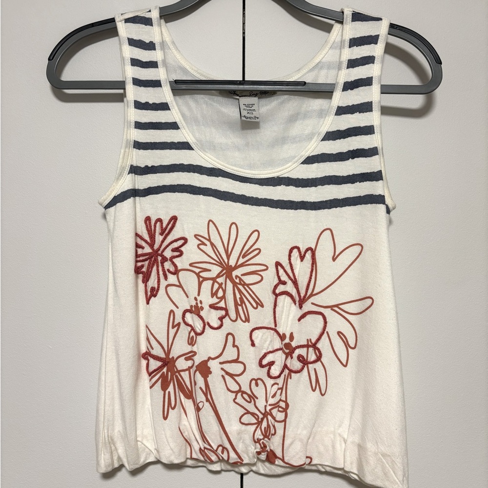American Rag White Floral Embroidered Cropped Tank